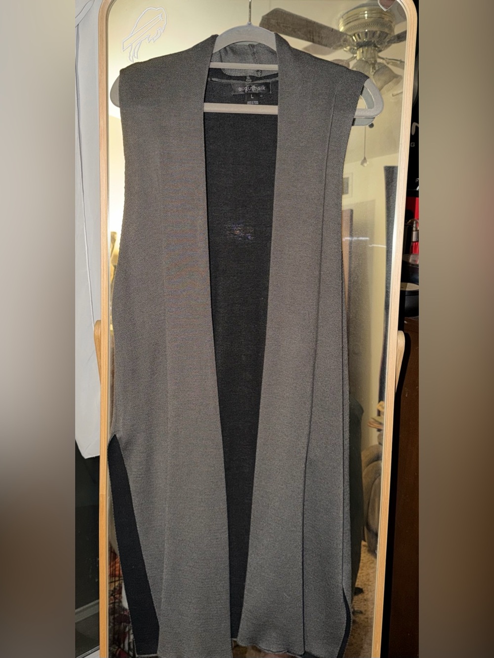 august silk Black Knit Open-Front Vest